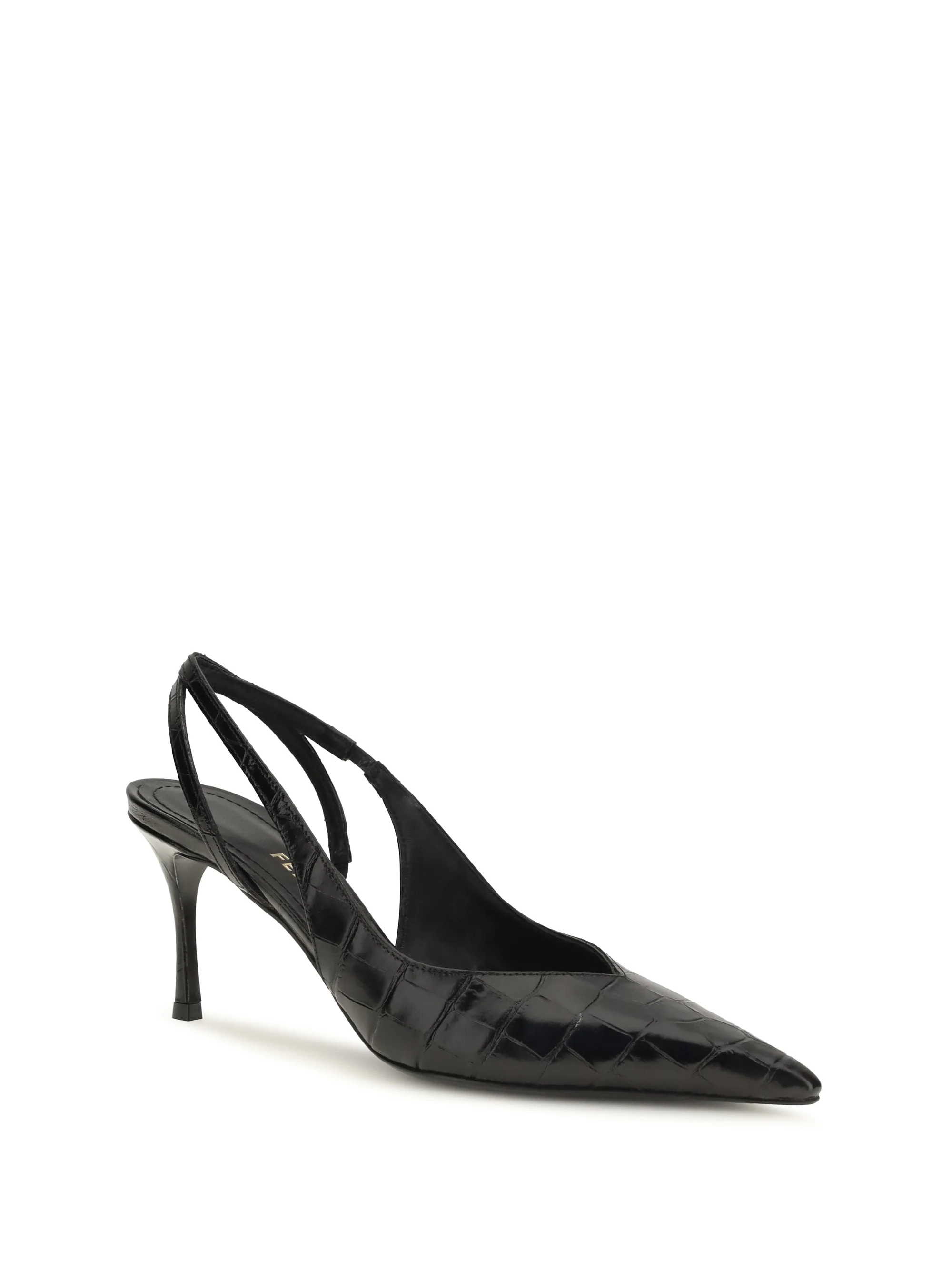 crocodile-effect leather slingback pumps