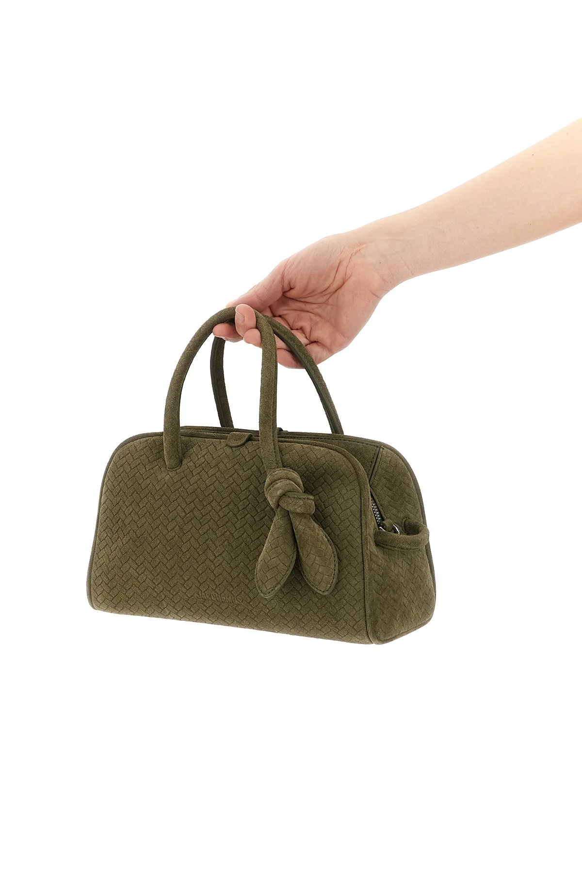 le petit turismo bowling handbag woven suede