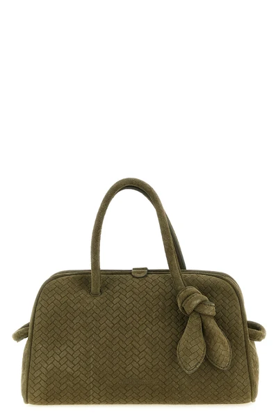 le petit turismo bowling handbag woven suede