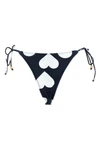 le bas de plage triangle bikini bottoms in stretch patterned fabric