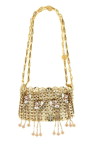 the rabanne 1969 nano shoulder bag is made through an intricate metal mesh const