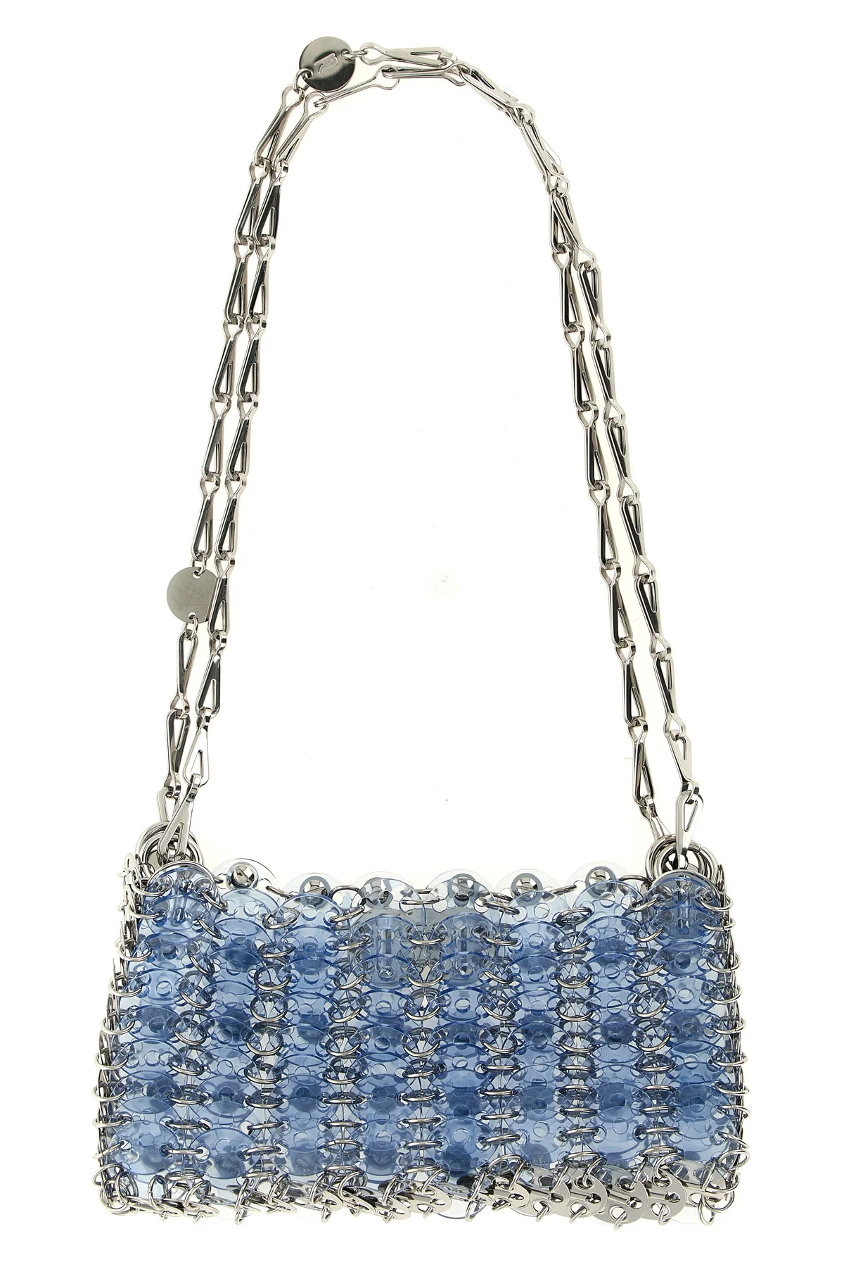 the rabanne 1969 nano shoulder bag reinterprets the iconic shape of the brand th