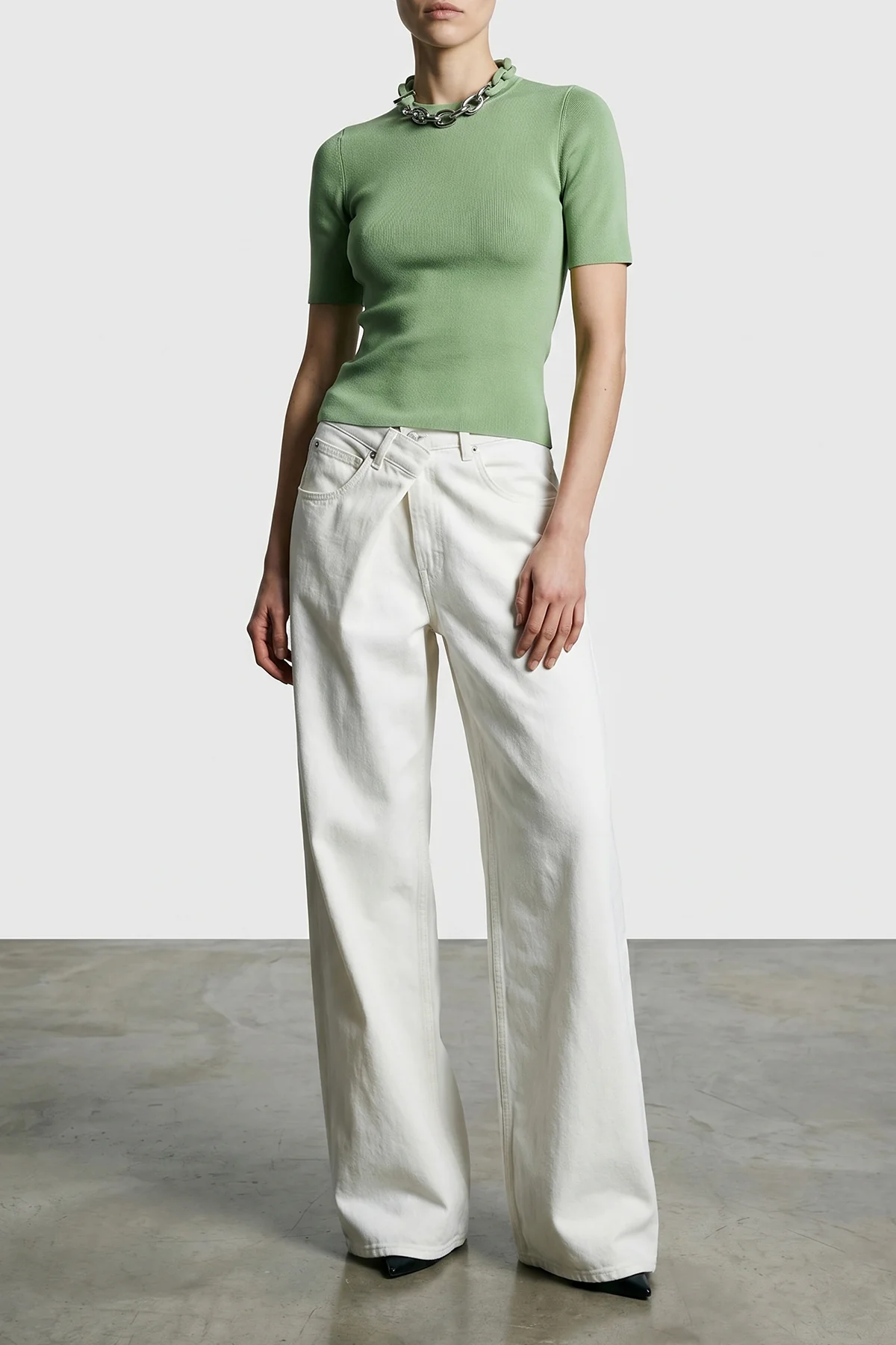 micro ribbed stretch cotton t-shirt