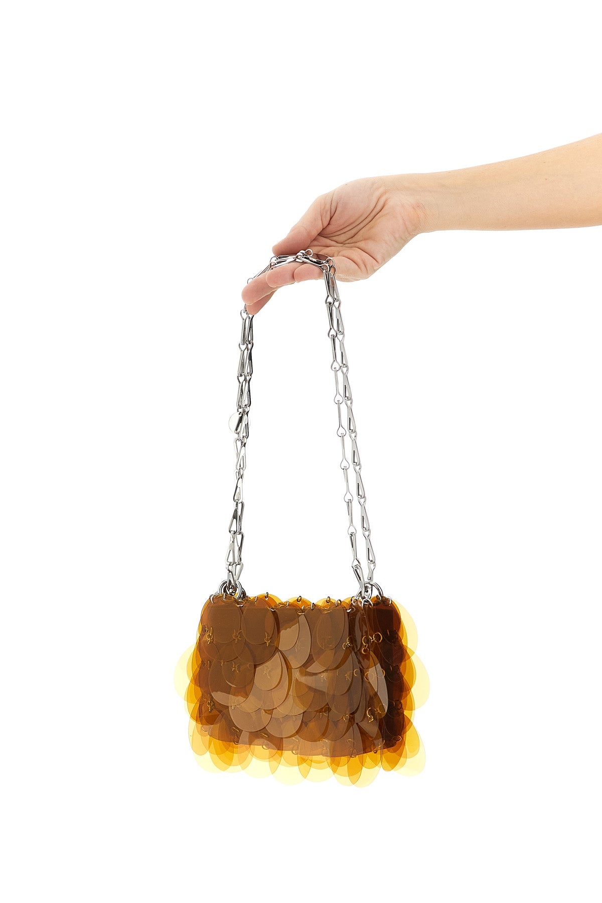RABANNE OS kaki sparkle nano fabric shoulder bag