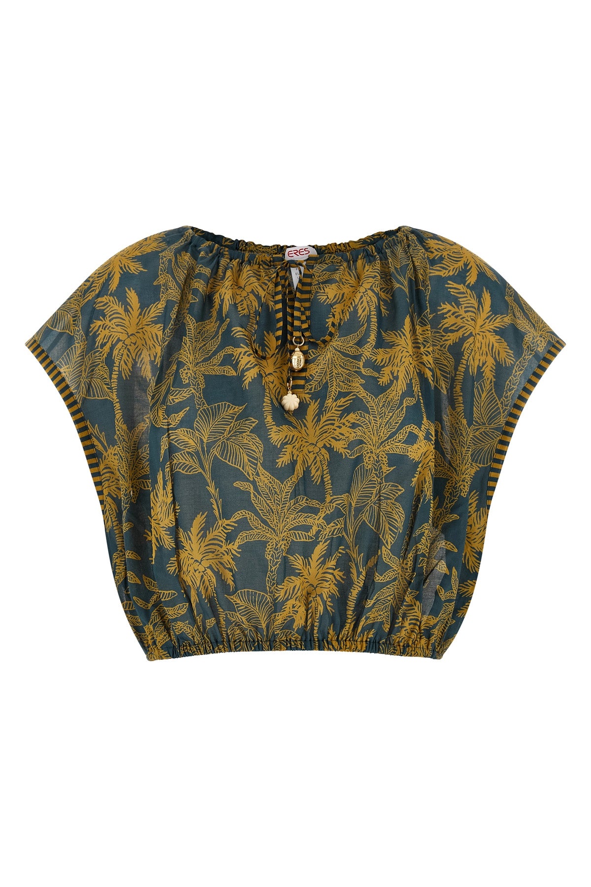ERES L crocodile crop top in imprimé voyage océan patterned cotton voile