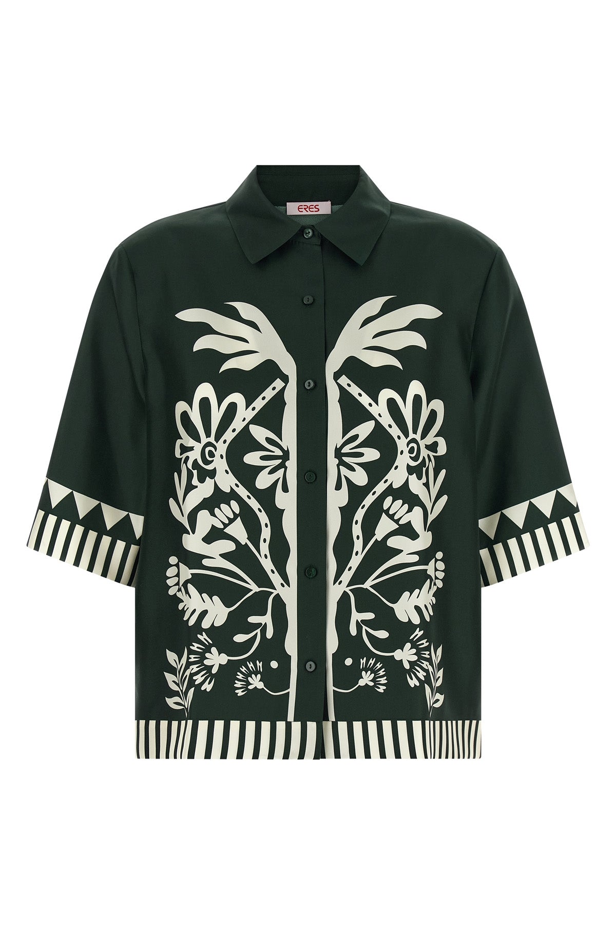 ERES 38 émeraude shirt in panama patterned silk twill