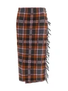 tartan fringed wrap skirt