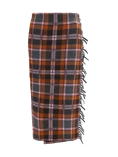 tartan fringed wrap skirt