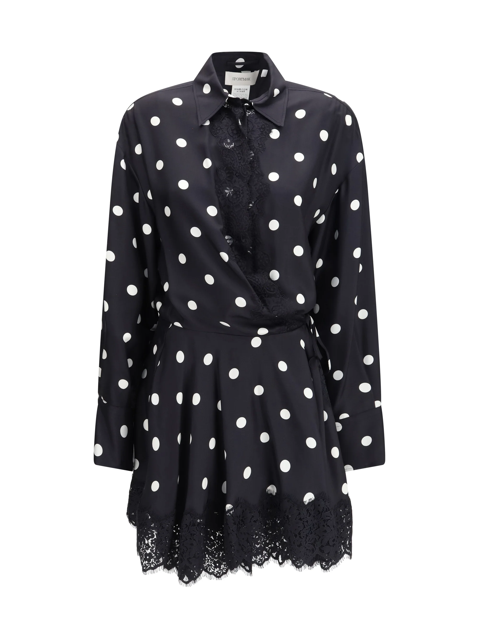 MAX MARA SPORTMAX 42 polka dot lace dress with drawstring