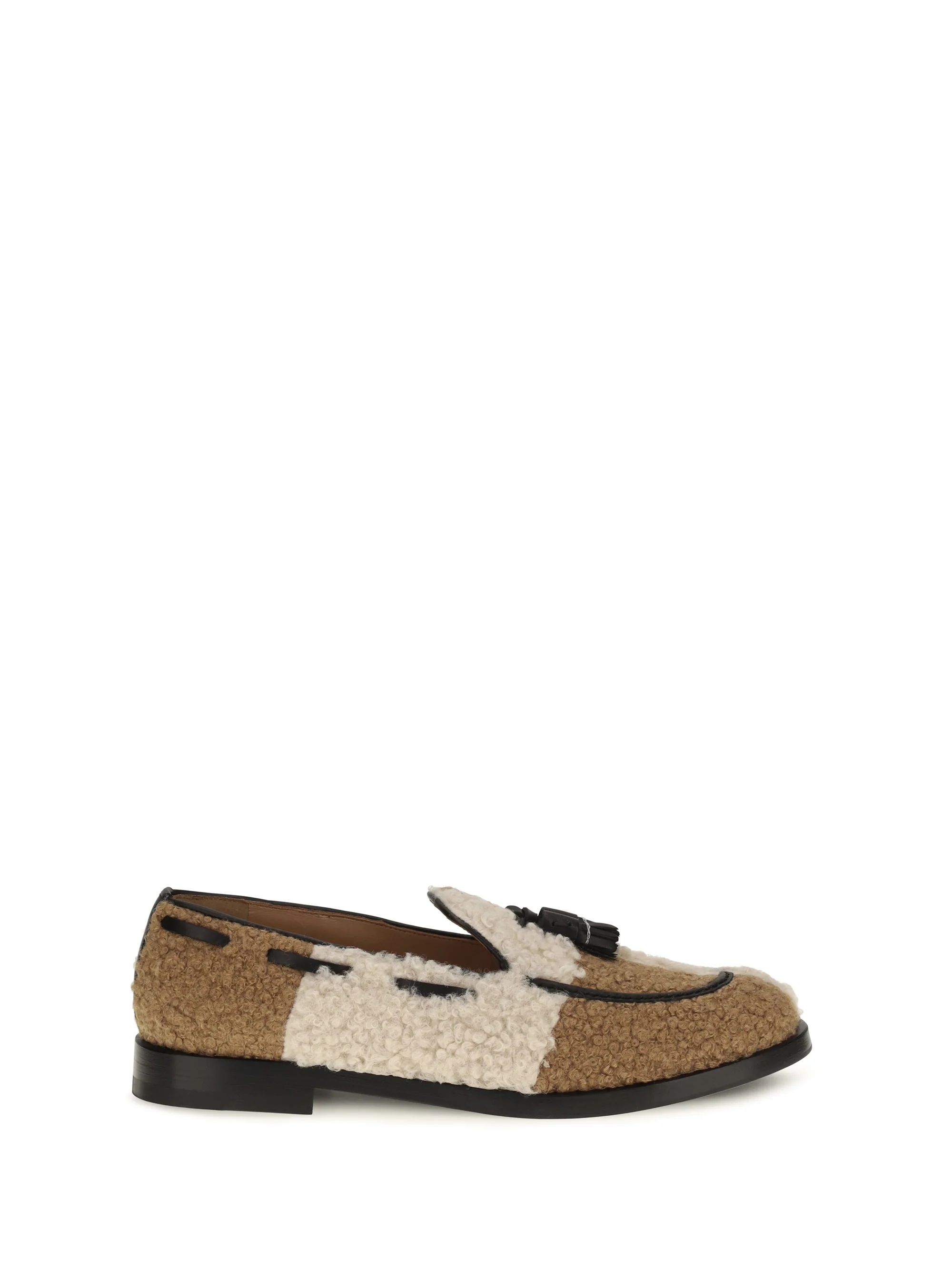 FRATELLI ROSSETTI 36 two-tone bouclé-effect loafers
