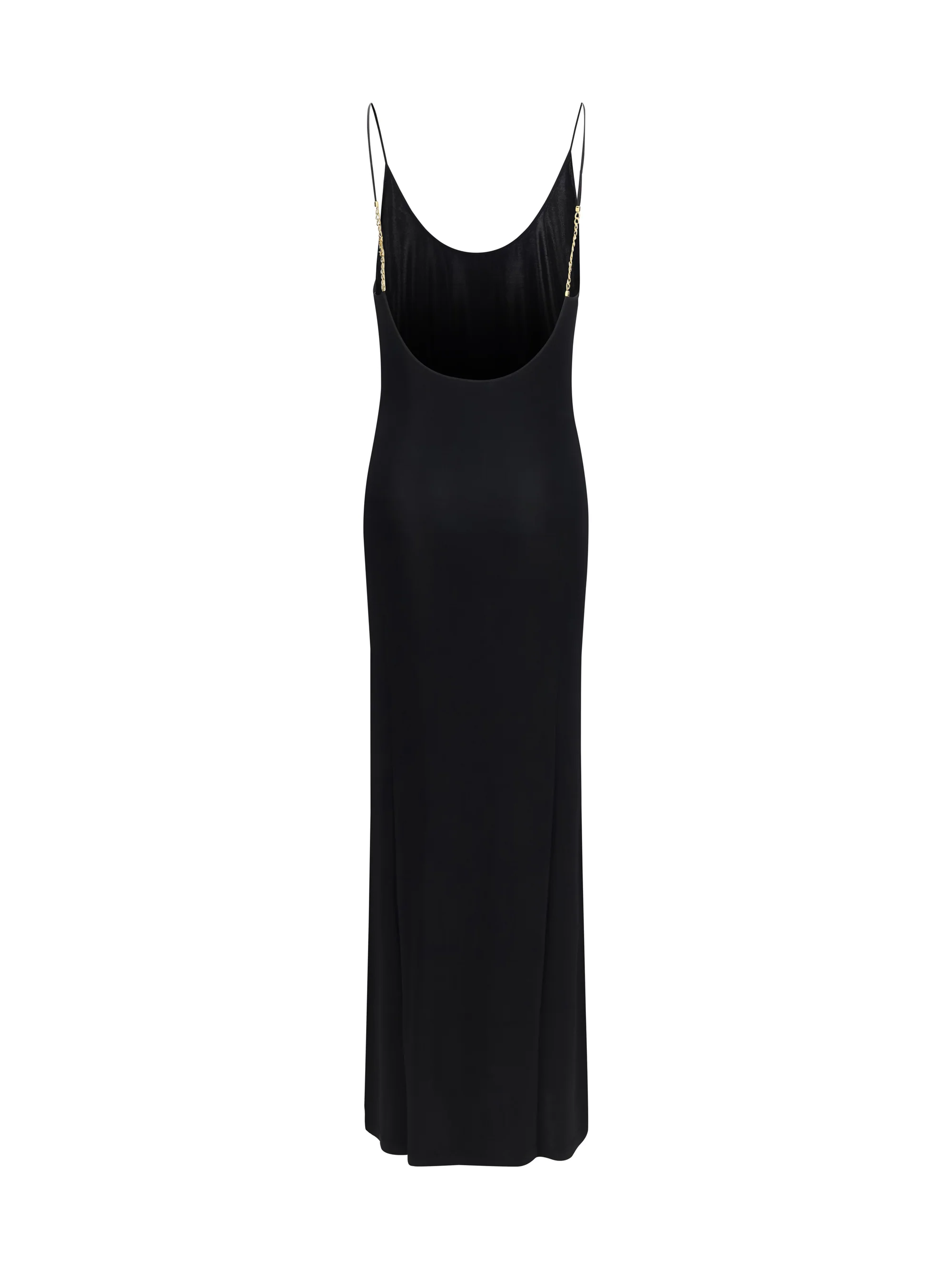 backless knit dress with cassandre chain
