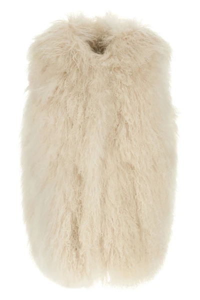 the yves salomon vest in pure lamb fur is distinguished by a sleeveless construc