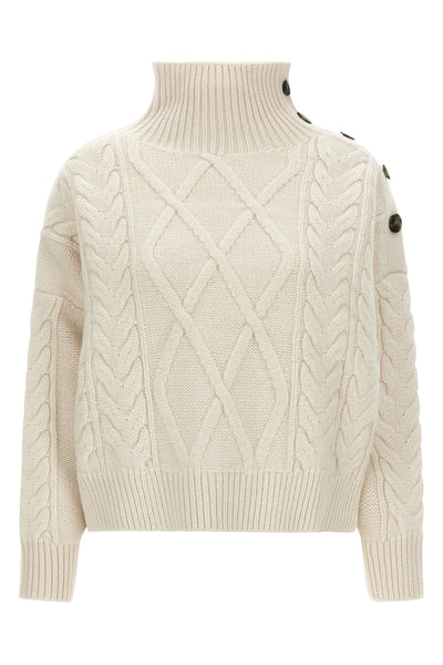 the yves salomon wool and cashmere sweater is distinguished by a complex braid w