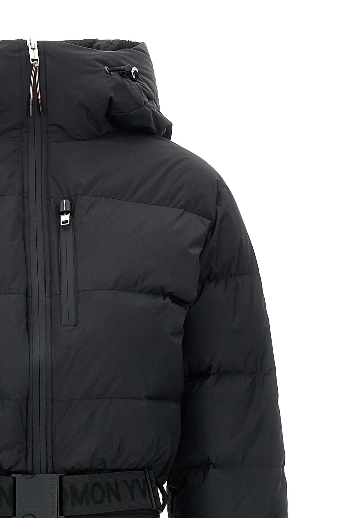 the yves salomon interno in visone ski suit features a hybrid construction in