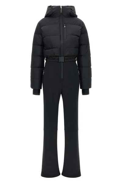 the yves salomon interno in visone ski suit features a hybrid construction in