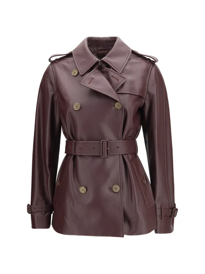 short leather trench coat