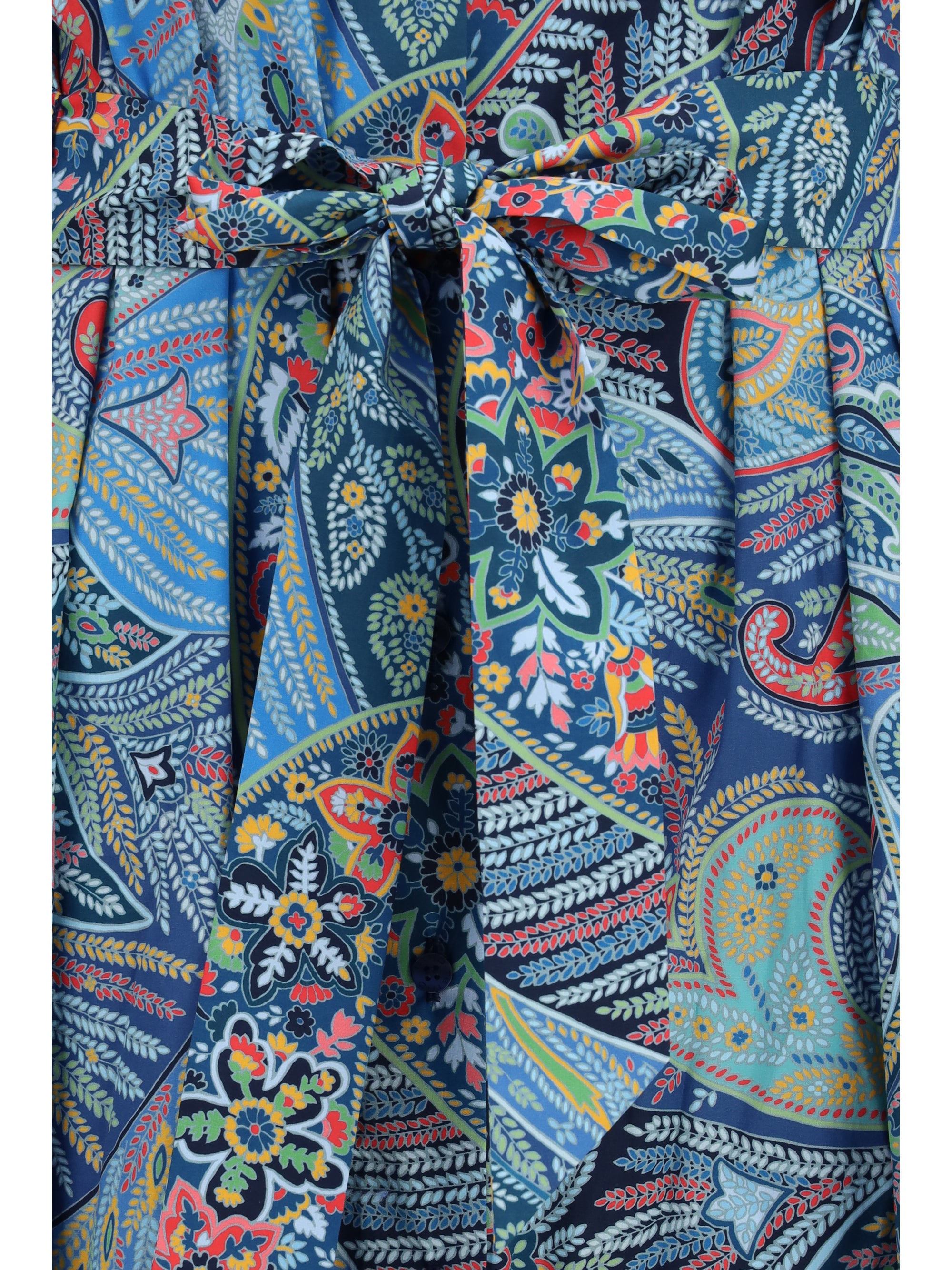 paisley print cotton-blend shirt dress