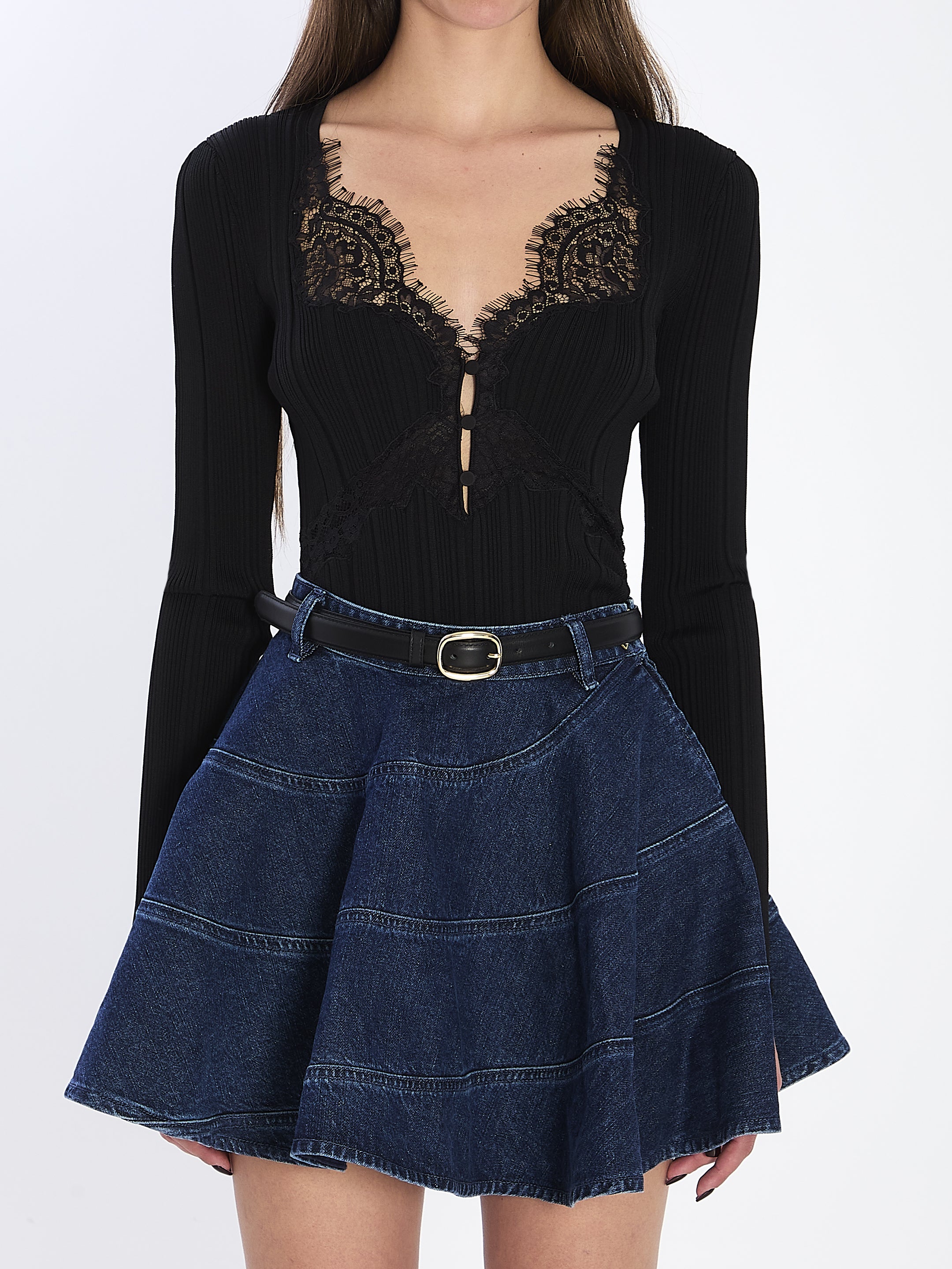 SELF PORTRAIT M lace knit top