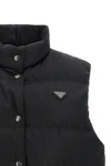 the prada black re-nylon vest redefines the codes of outerwear through a technic