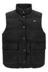 the prada black re-nylon vest redefines the codes of outerwear through a technic