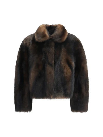 soft shearling jacket with shiny zipper pull
