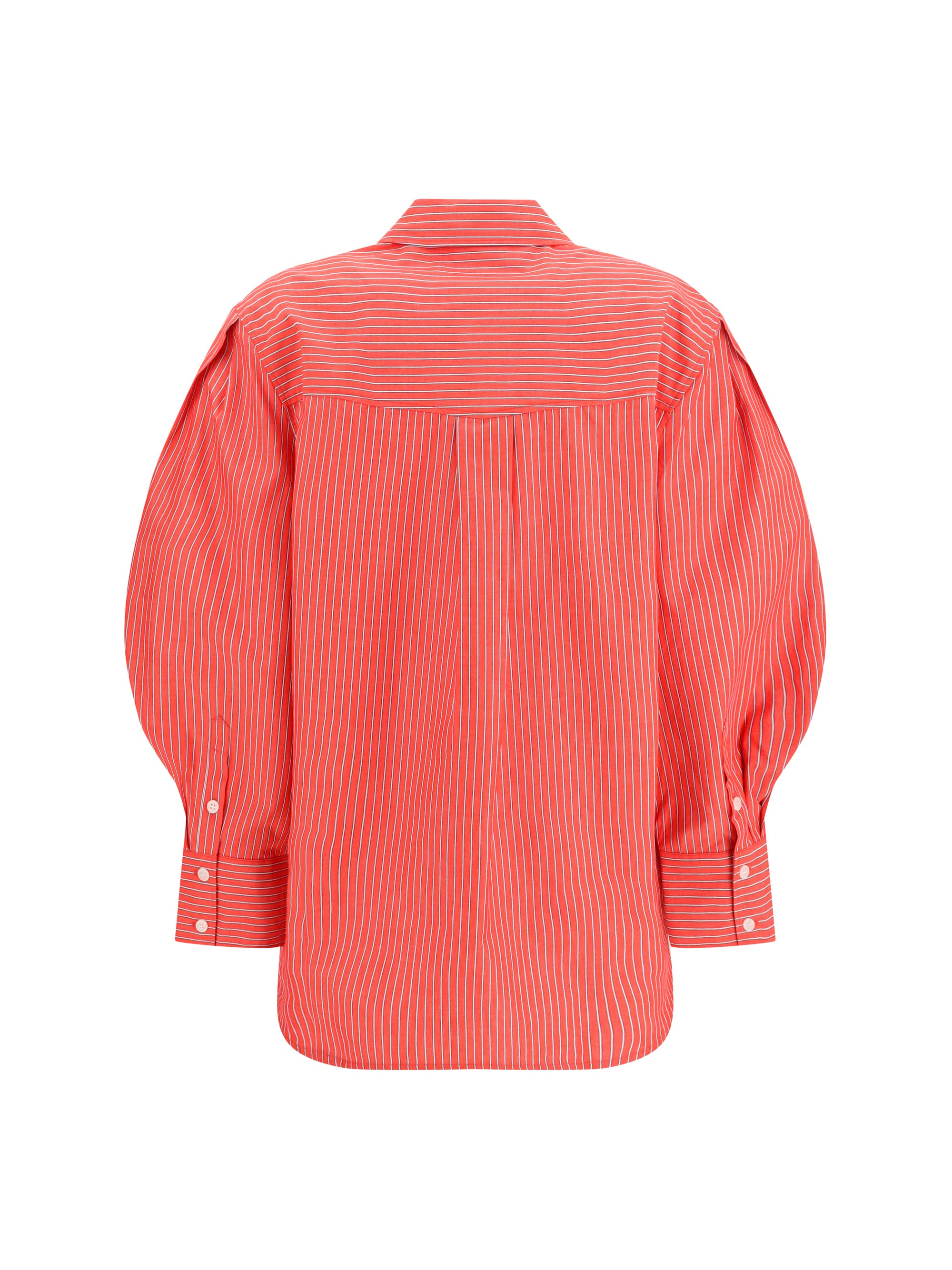 GANNI 34 striped cotton shirt with balloon sleeves