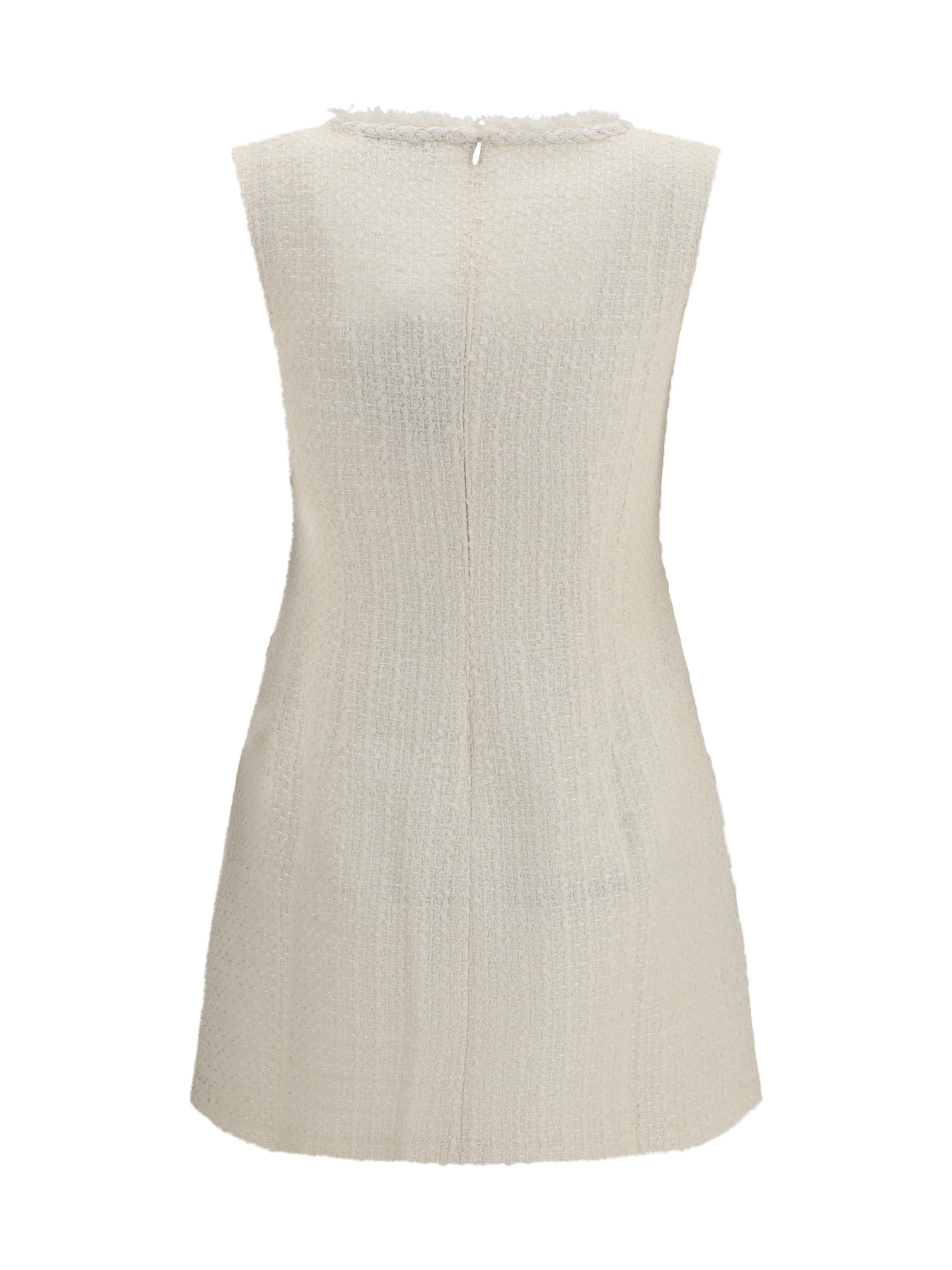 sleeveless bouclé mini dress