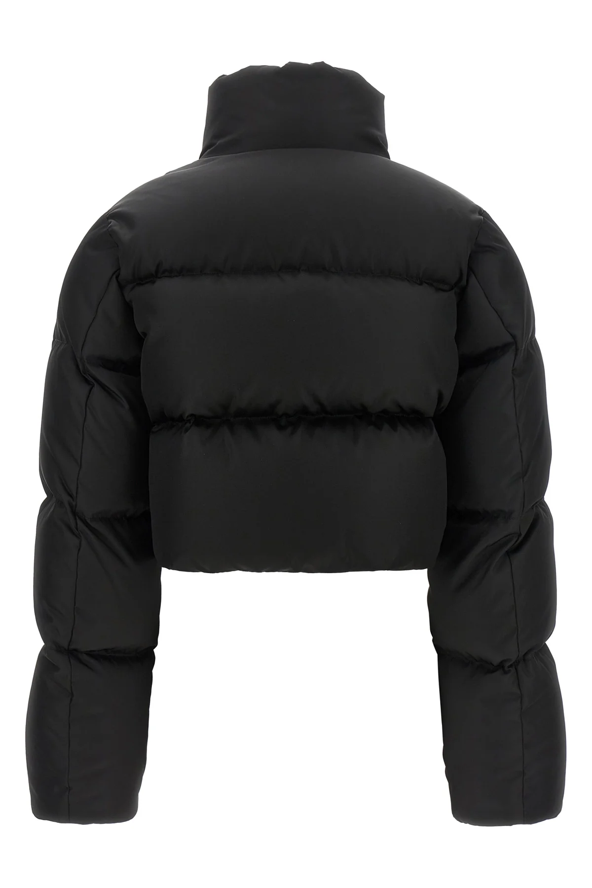 prada cropped down jacket in iconic re-nylon redefines the volumes of contempora