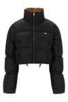 prada cropped down jacket in iconic re-nylon redefines the volumes of contempora