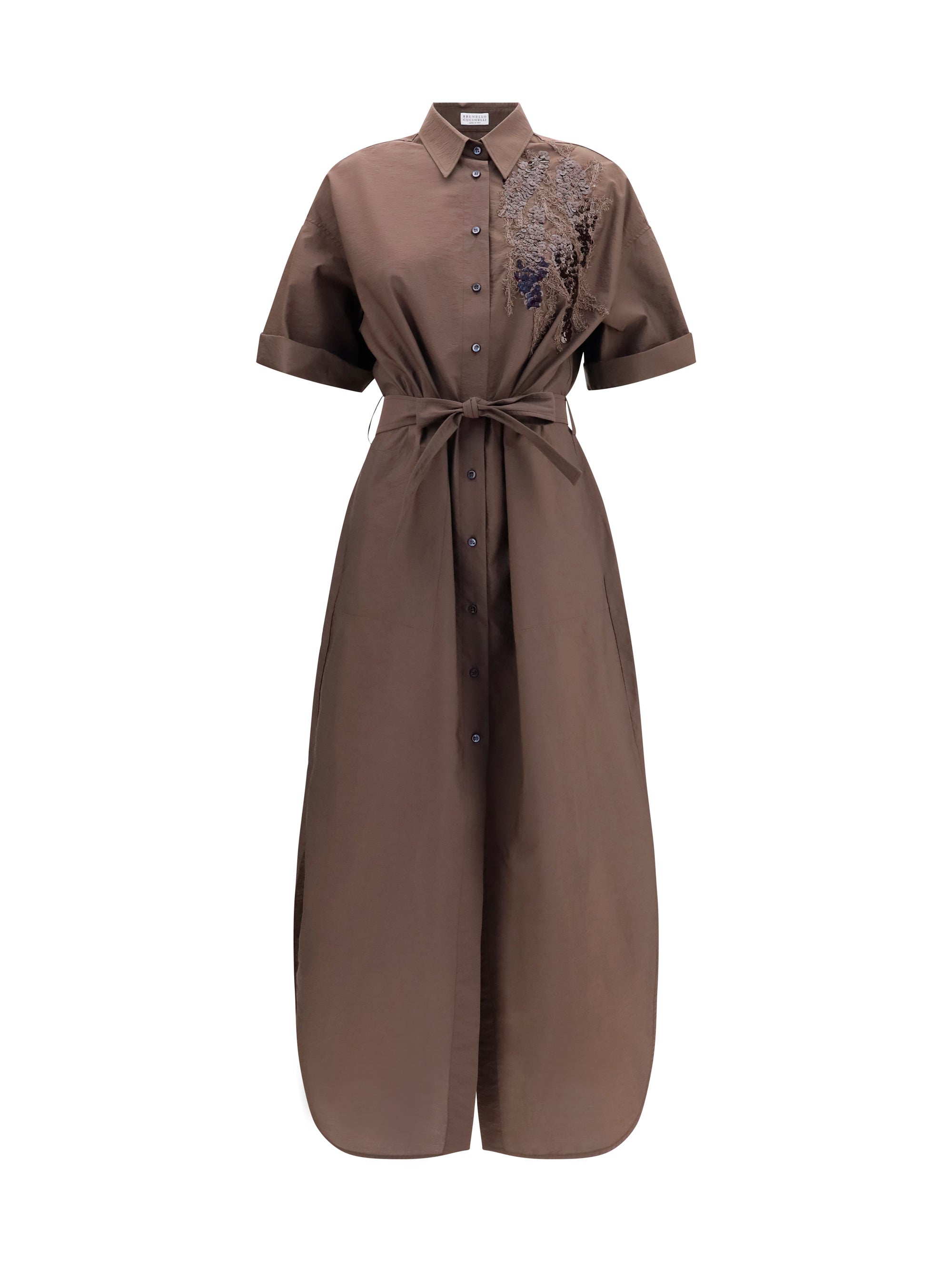 BRUNELLO CUCINELLI M sequined shirt dress with belt