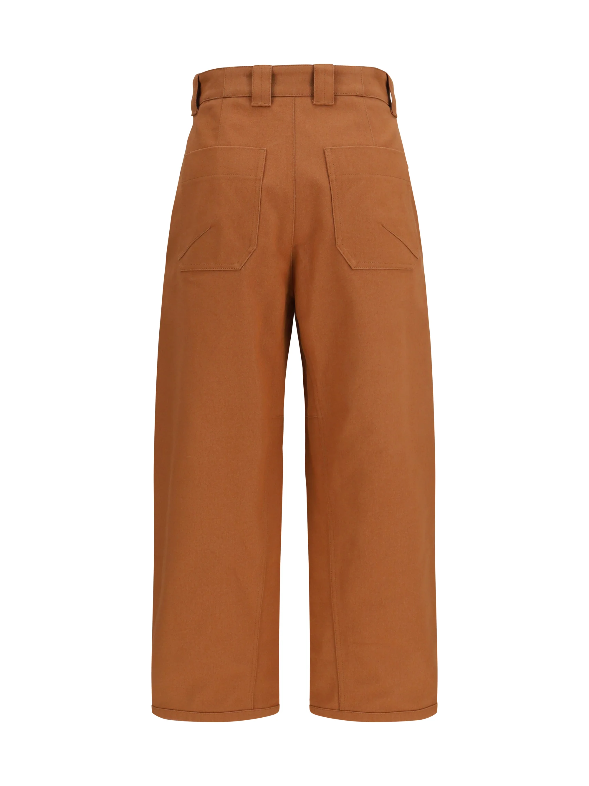 cotton canvas barrel-leg pants