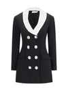 long double-breasted blazer with contrast neckline