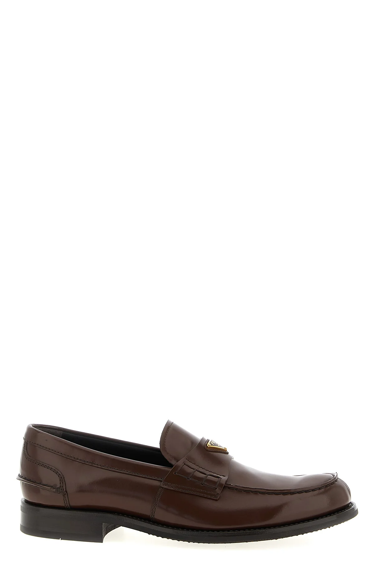 PRADA 8.5 brushed leather loafers