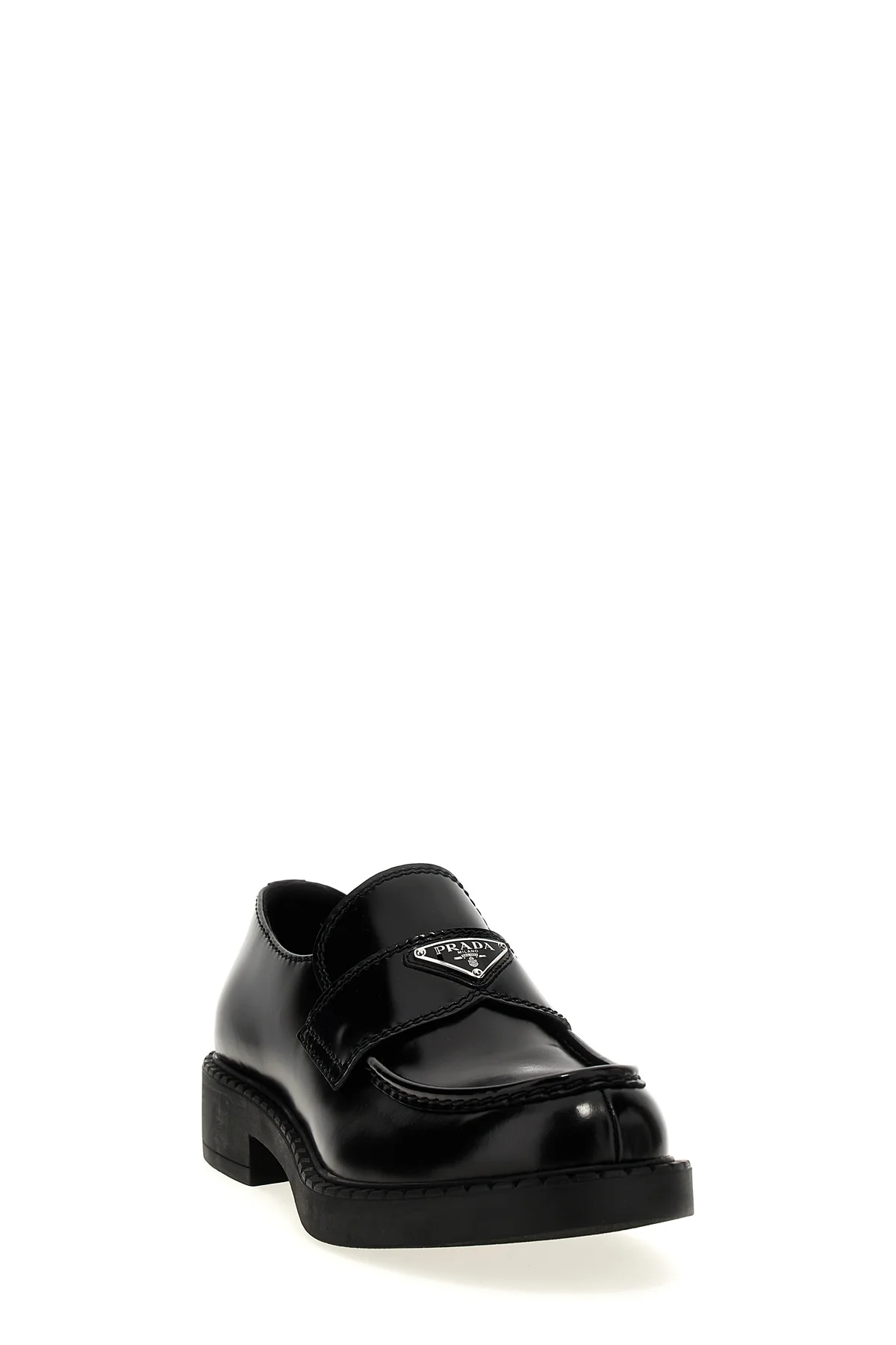 PRADA 5.5 chocolate brushed leather loafers