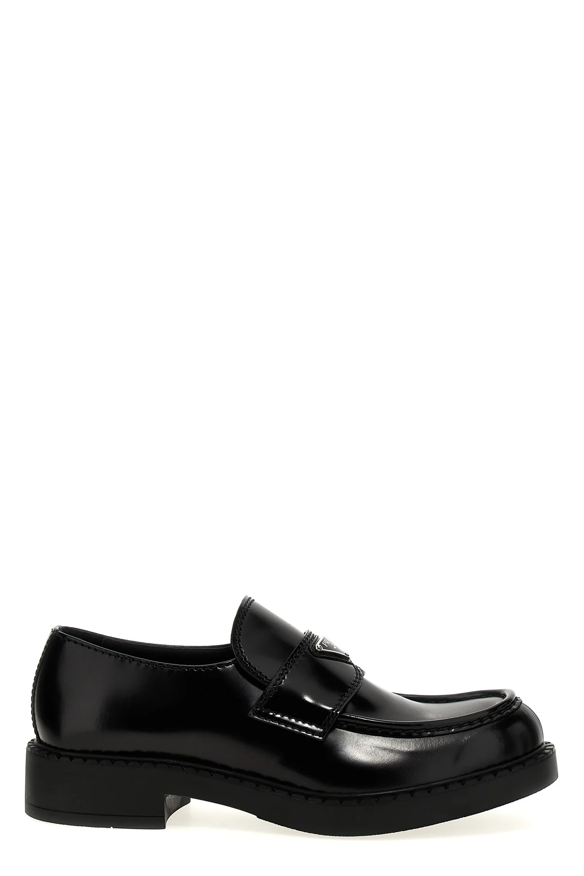 PRADA 5.5 chocolate brushed leather loafers