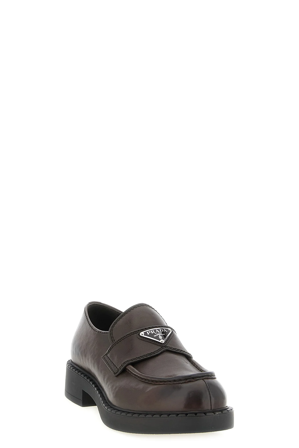 PRADA 6 prada chocolate loafers in teak brushed calf leather