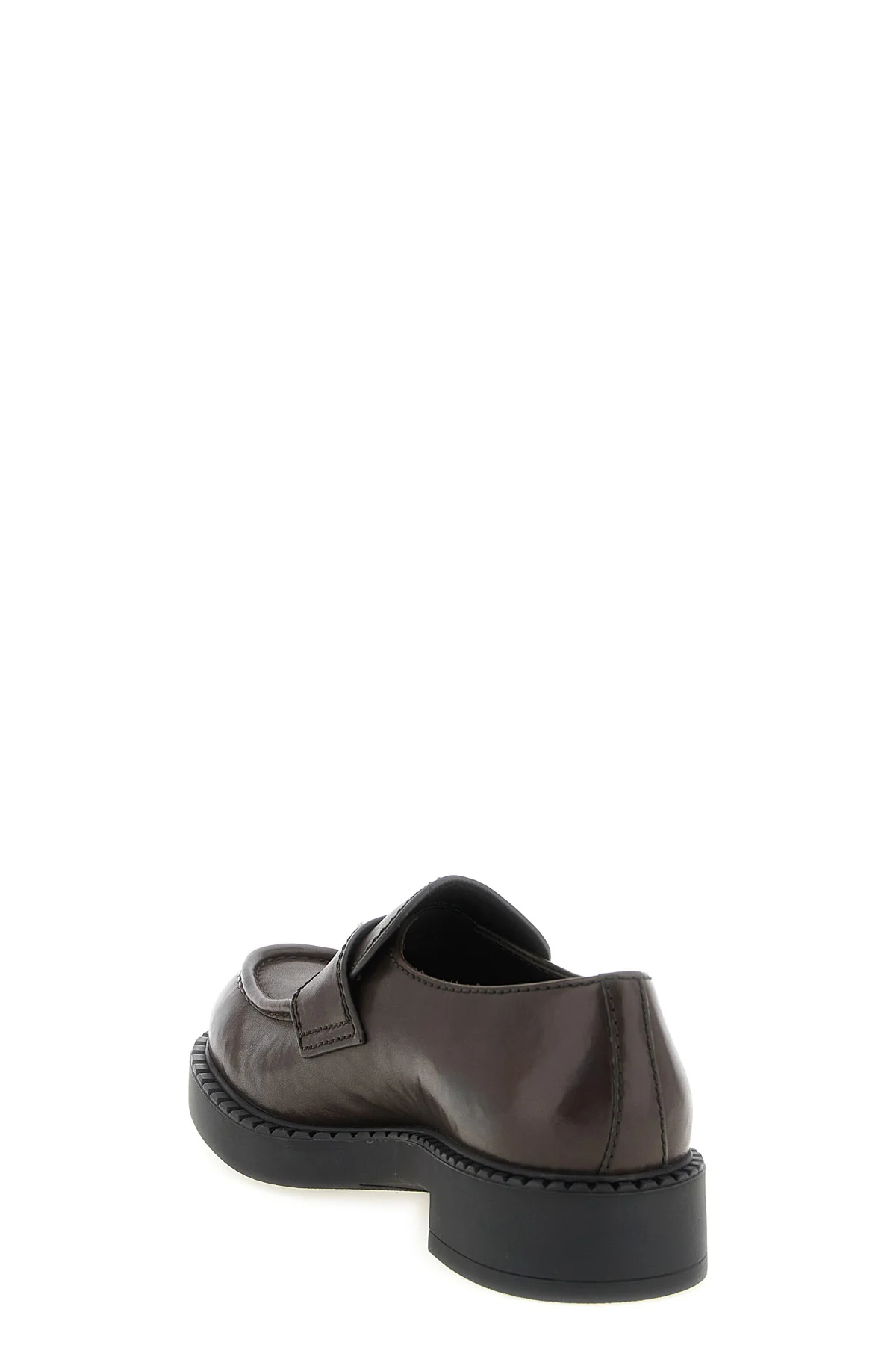 prada chocolate loafers in teak brushed calf leather
