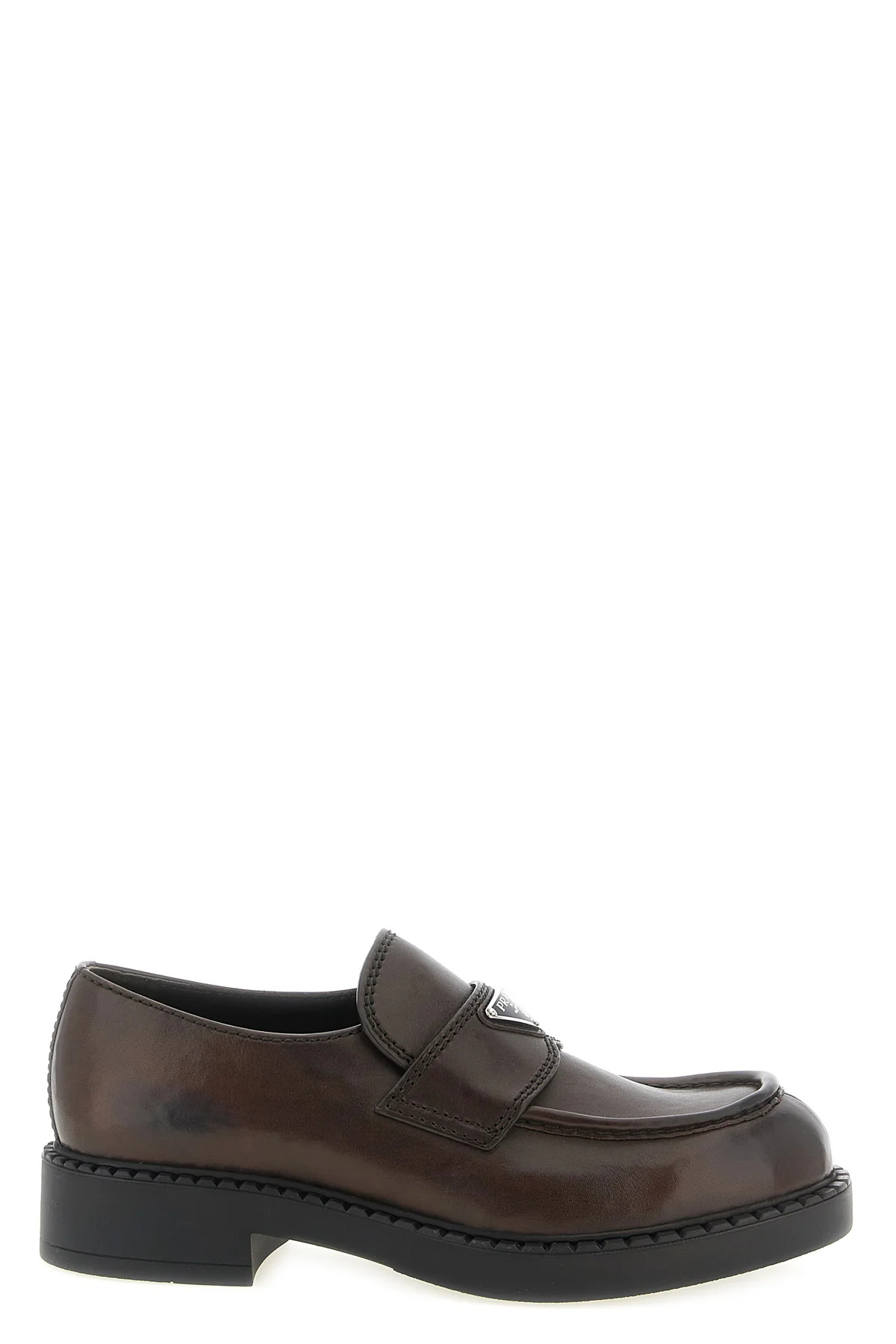 PRADA 6 prada chocolate loafers in teak brushed calf leather