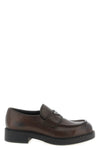 prada chocolate loafers in teak brushed calf leather