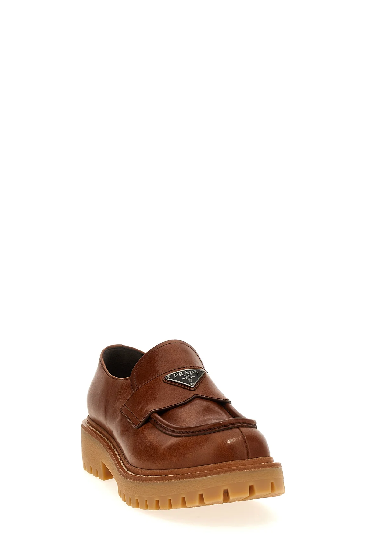 double chocolate vintage effect leather loafers