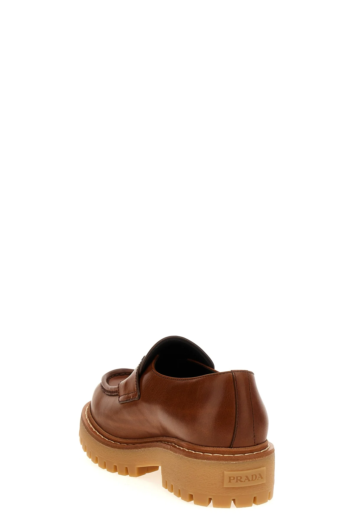 double chocolate vintage effect leather loafers