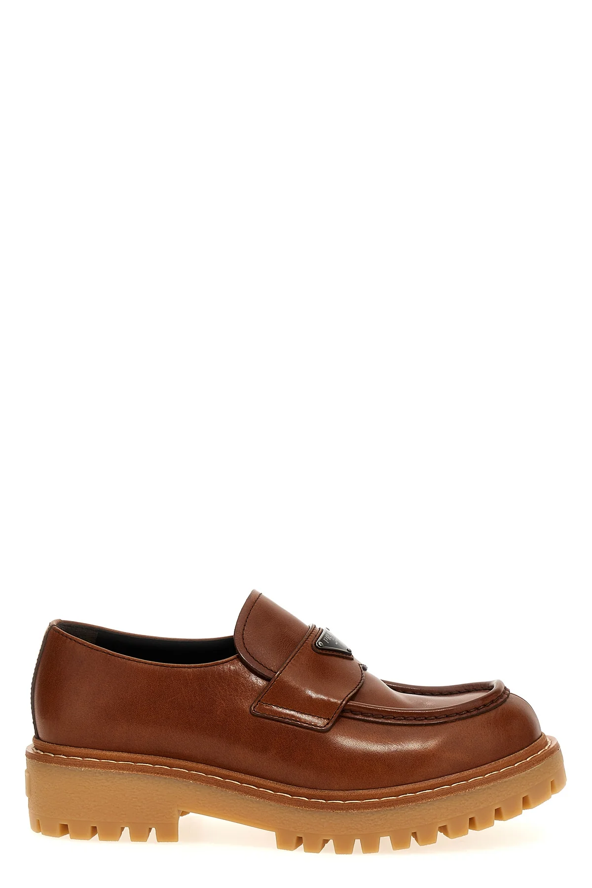 double chocolate vintage effect leather loafers