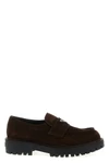 double chocolate suede loafers