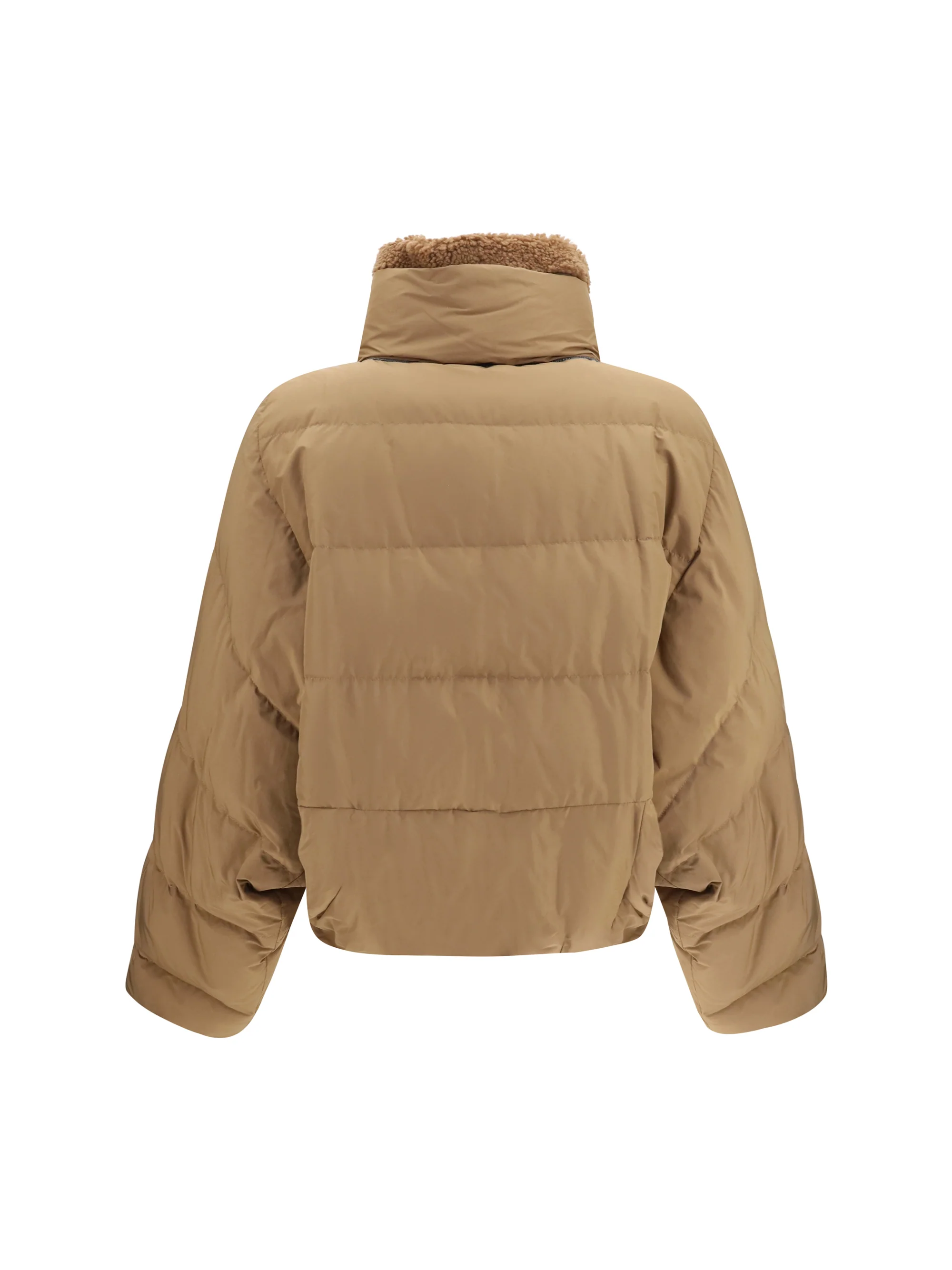 padded jacket with shearling collar