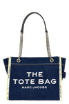 the denim chain medium tote shoulder bag in cotton denim