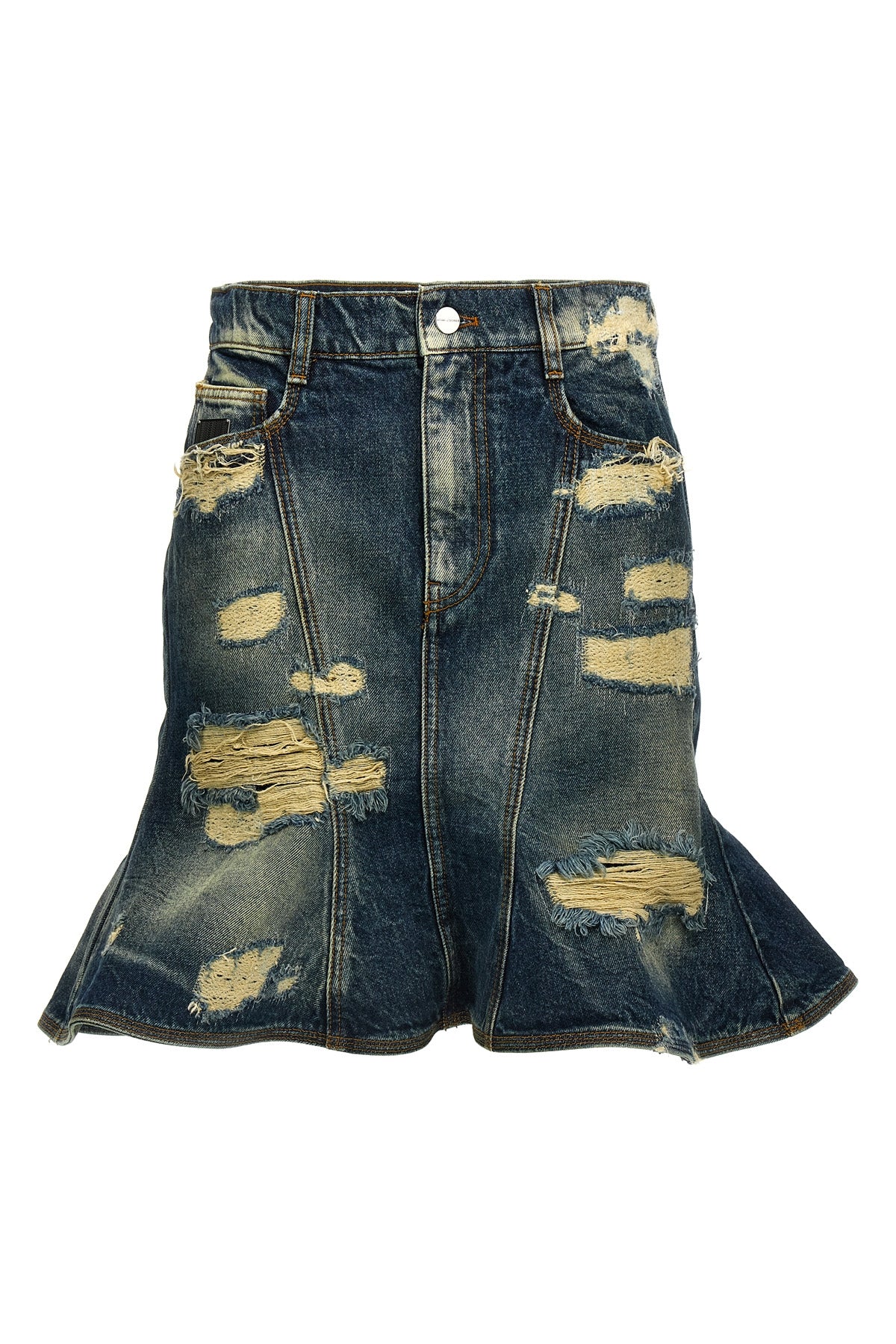 MARC JACOBS 24 the rip and repair straight jean cotton denim skirt