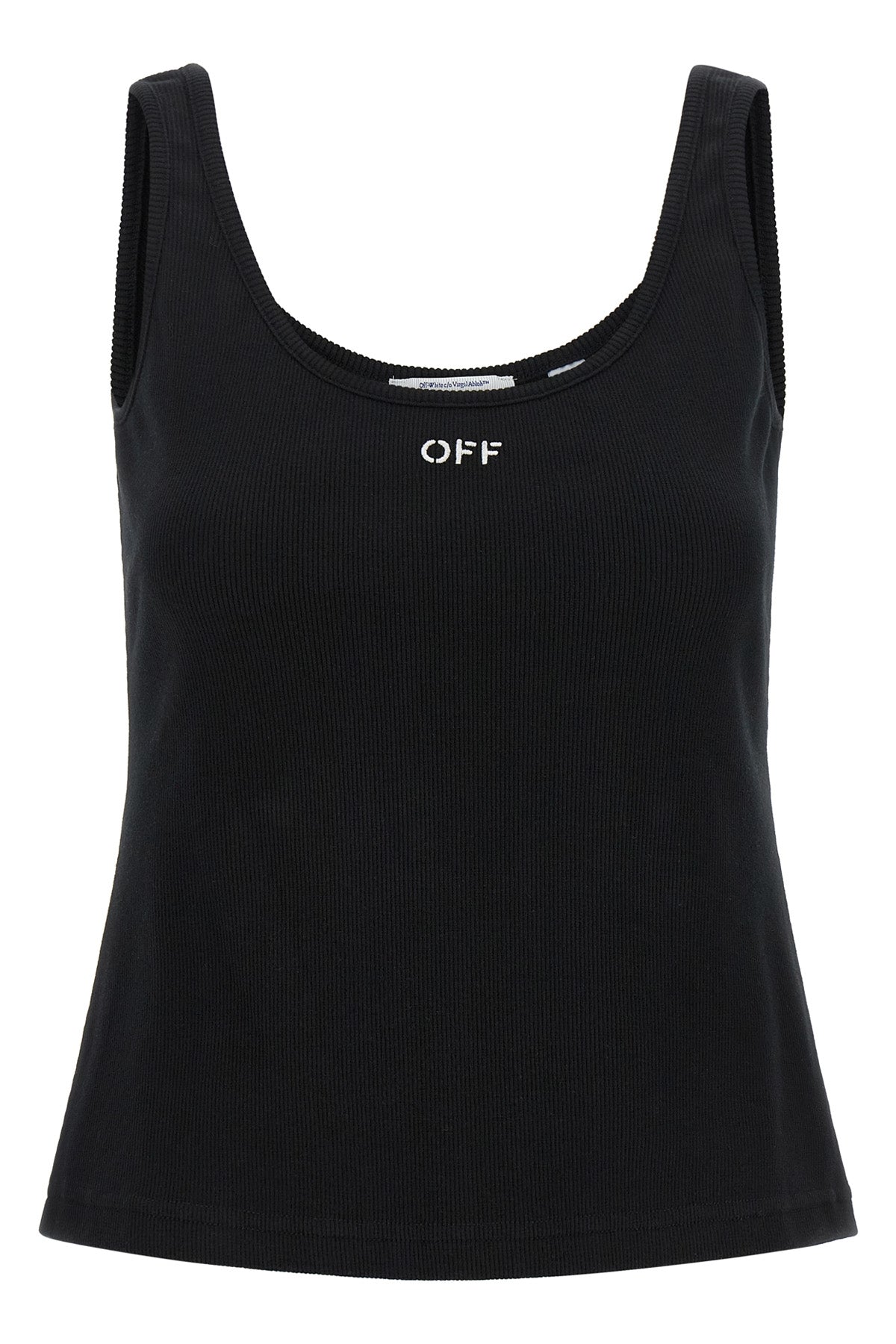 OFF-WHITE 38 the black off stamp tank top by off-white in ribbed cotton defines a slim and