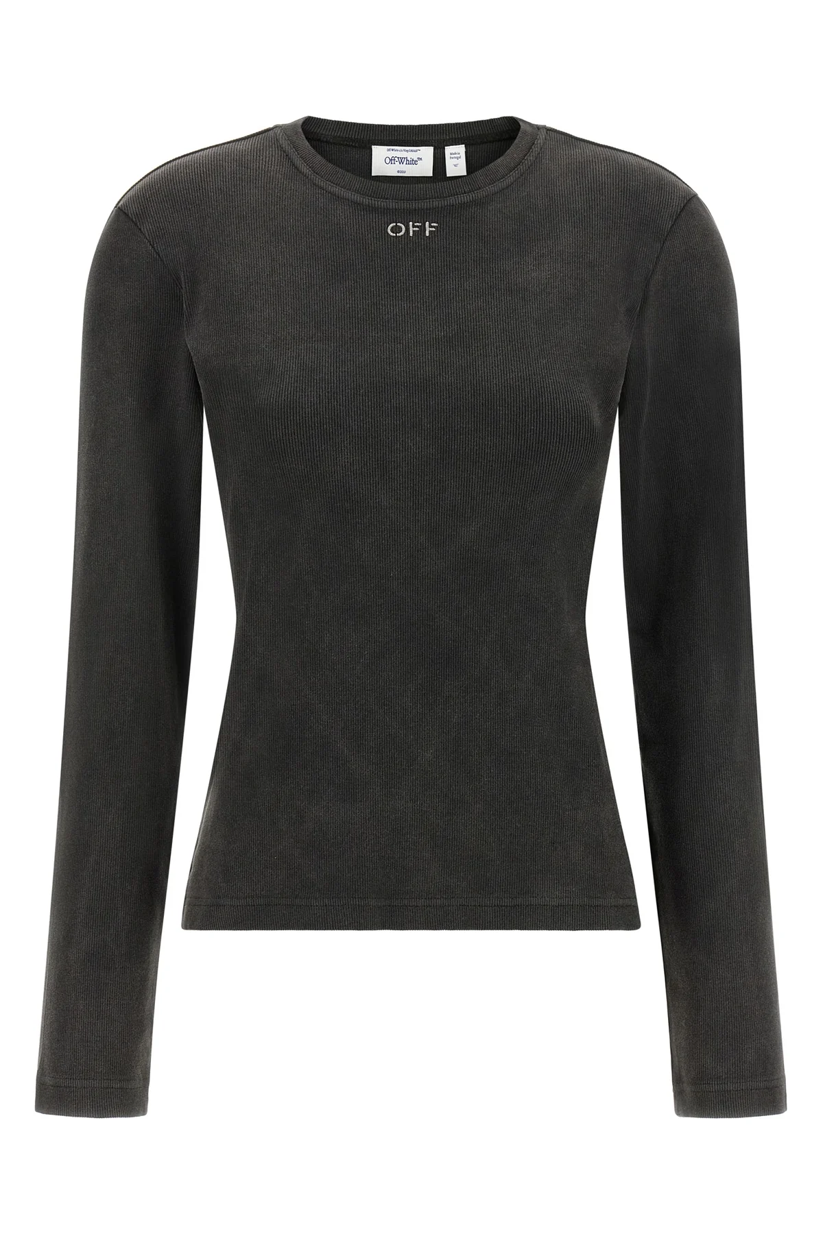 the off-white off stamp long-sleeved t-shirt defines a tight silhouette throug