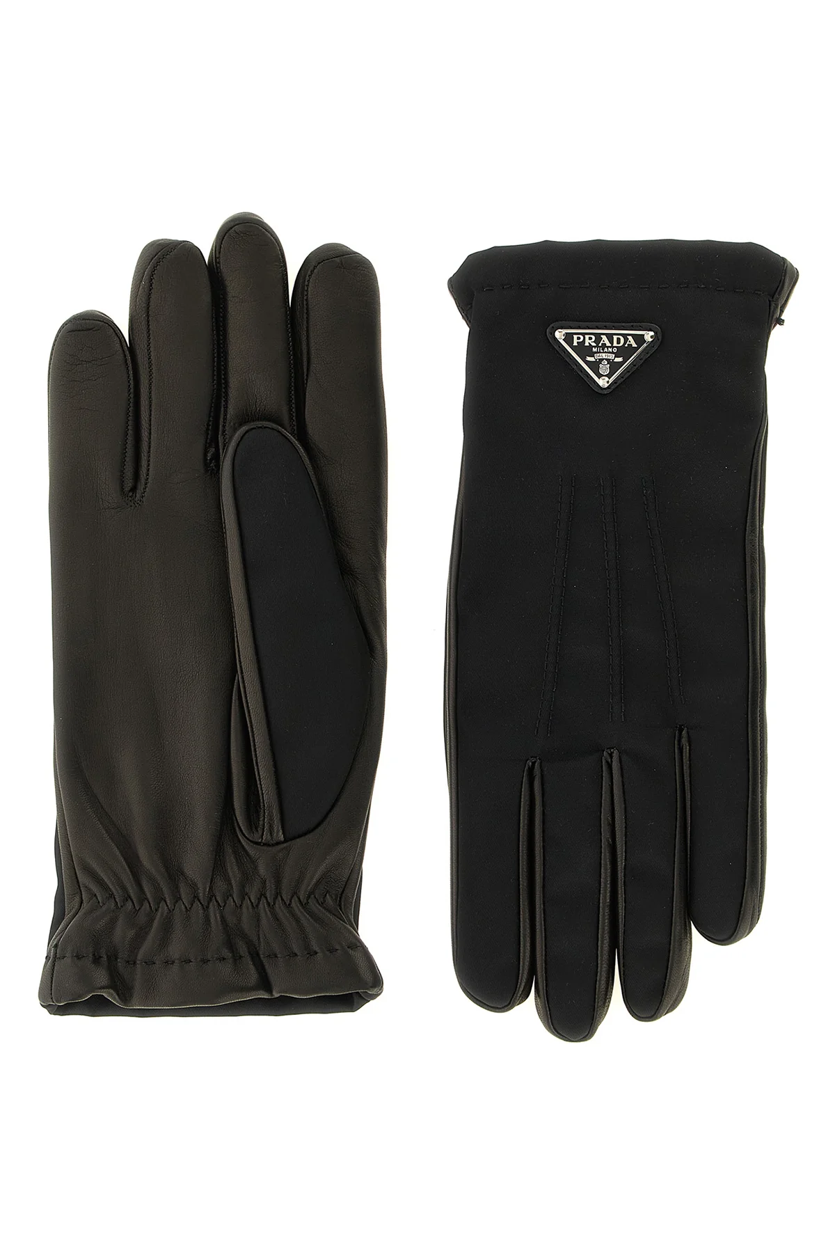 PRADA 7.5 prada fabric and nappa gloves blend the brands heritage