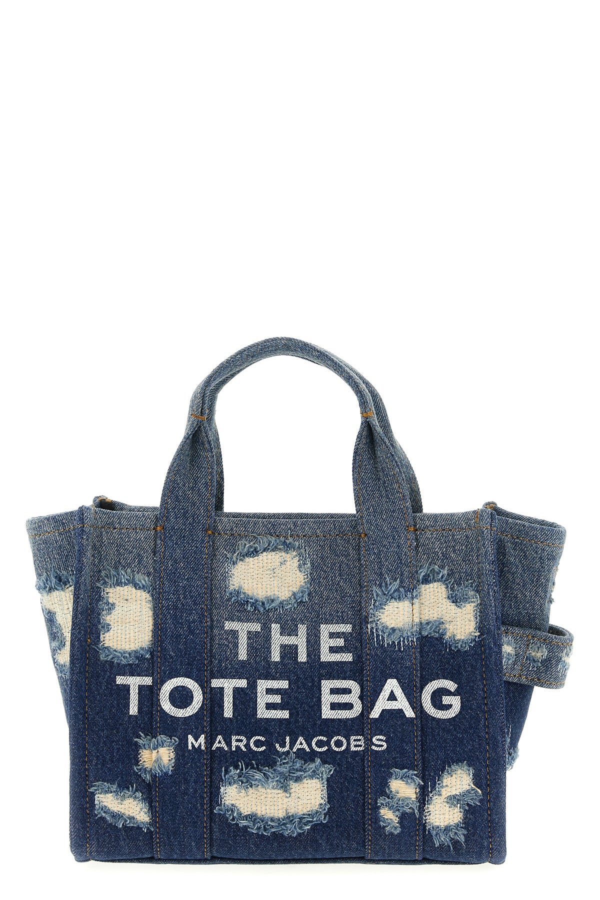 MARC JACOBS OS the rip and repair denim small tote shopping bag in used-effect cotton denim